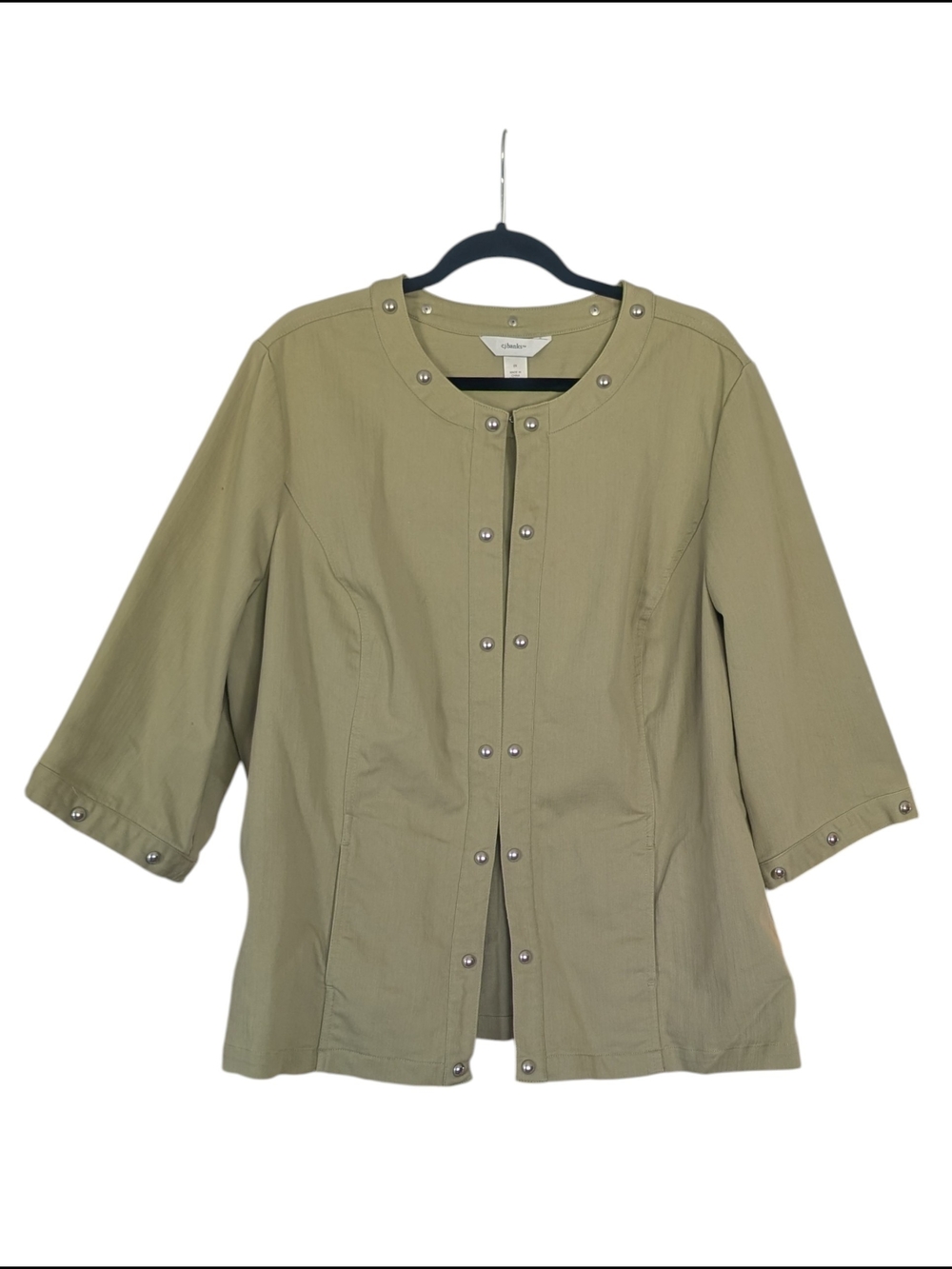 CJ Banks 3/4 Sleeve Blazer 2X - Olive Green